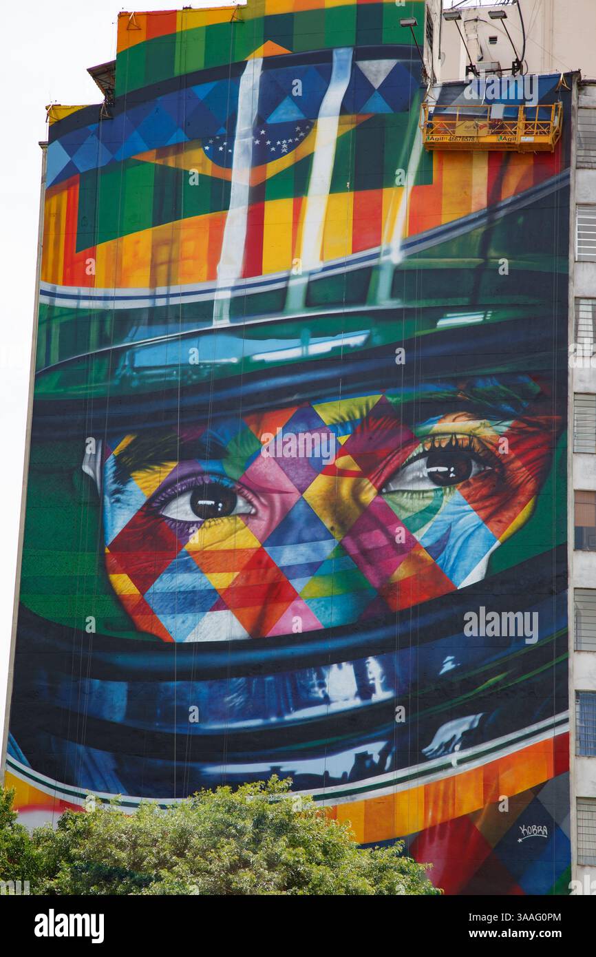 The Ayrton Senna Formula 1 famous brazilian racer grafitti panel on a