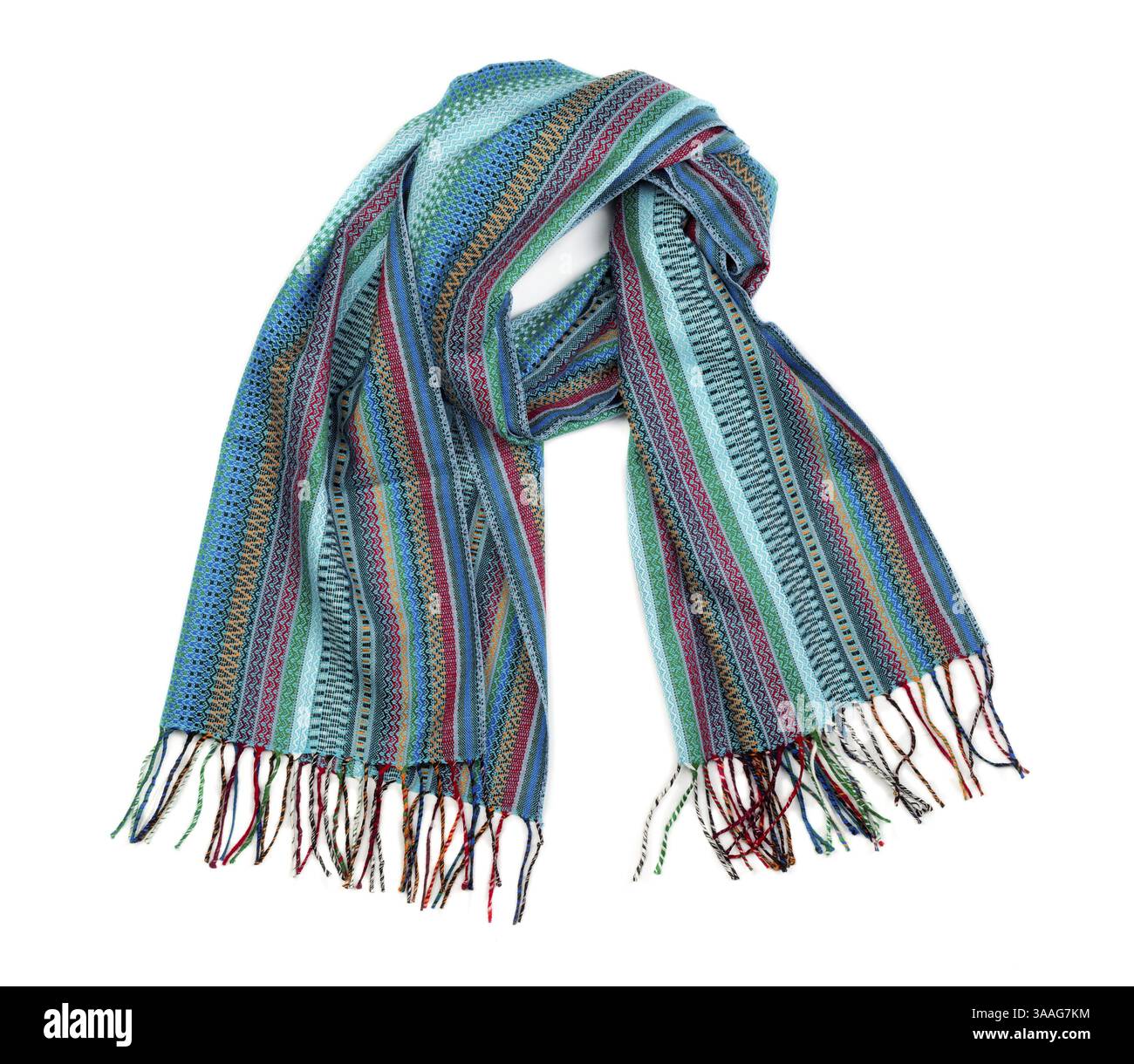 Blue striped scarf. Isolate on white Stock Photo