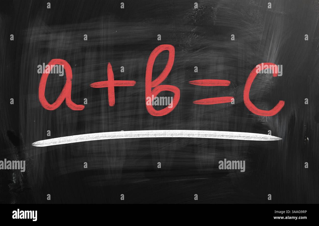 A+b=c handwritten with chalk on a blackboard Stock Photo