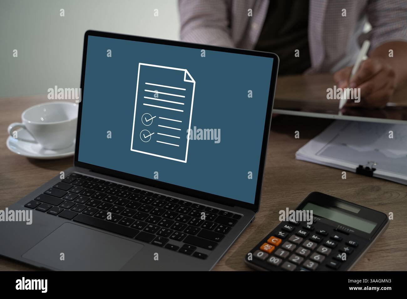 businessman working with data and graphs in spreadsheet documents for ...