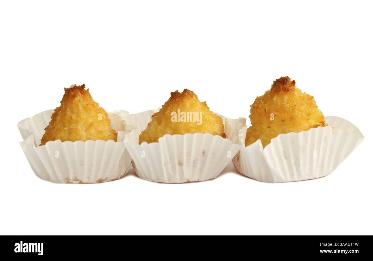 Three coconut cookies isolated on white background Stock Photo