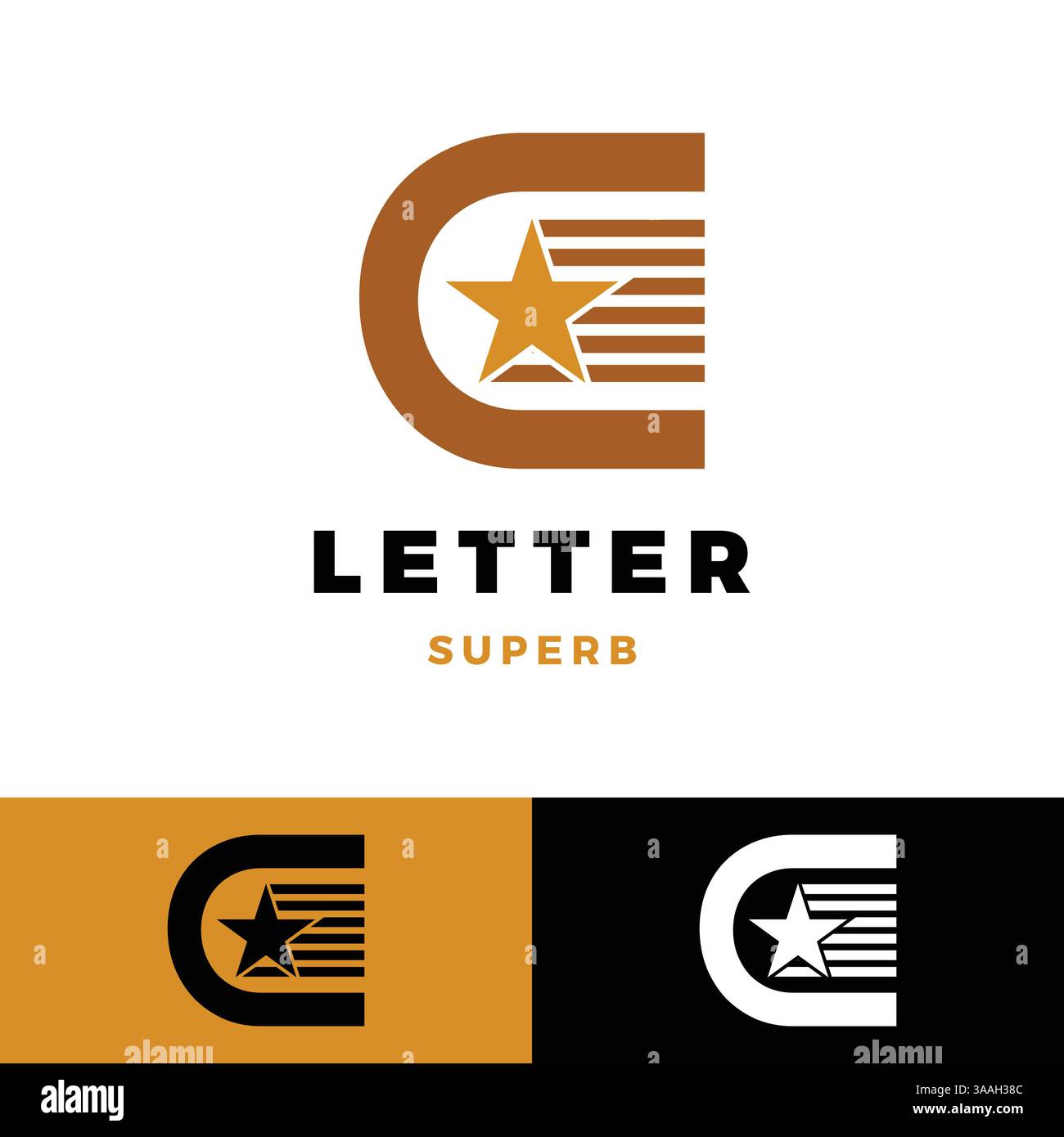 initial letter c star stripes icon logo design template Stock Vector