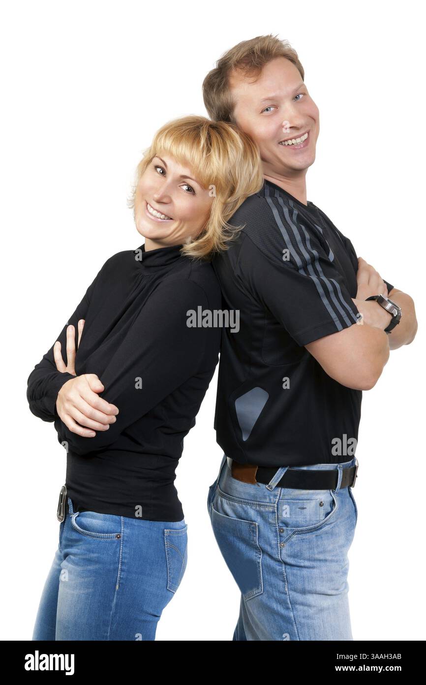 Beautiful couple in love, isolate on white Stock Photo