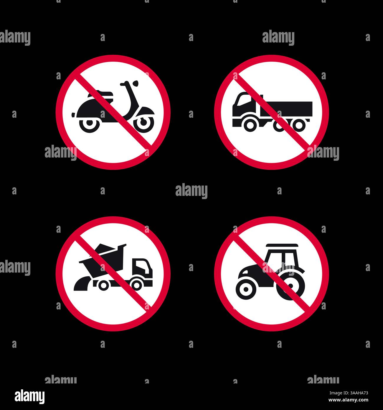 Prohibited signs, forbidden round stickers set Stock Vector