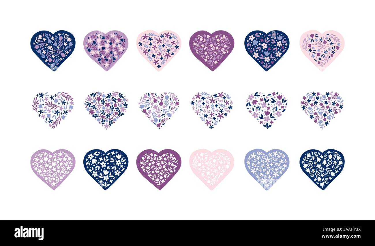 Floral heart vector illustration set Stock Vector Image & Art - Alamy