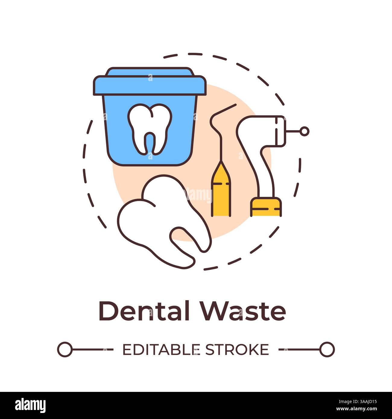 Dental waste multi color concept icon Stock Vector