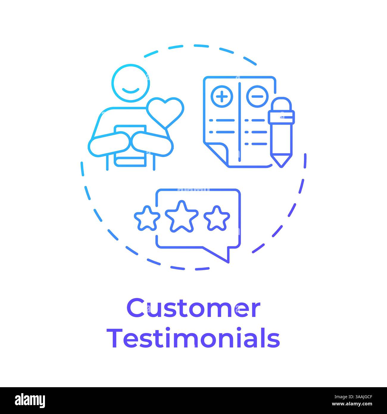 Customer testimonials blue gradient concept icon Stock Vector