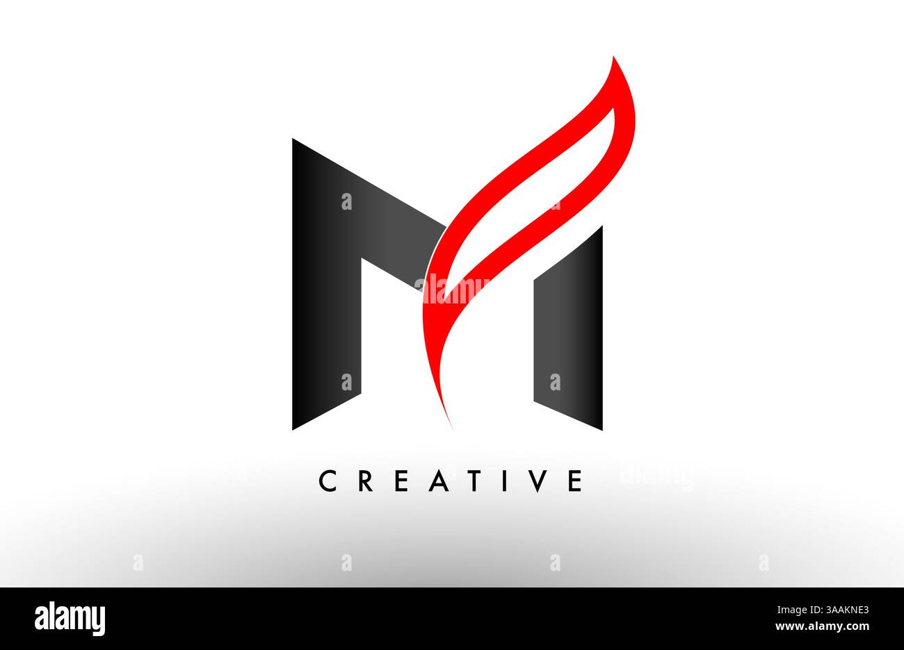 M letter logo Icon Vector Design. Modern Swoosh Red and Gray Alphabet ...