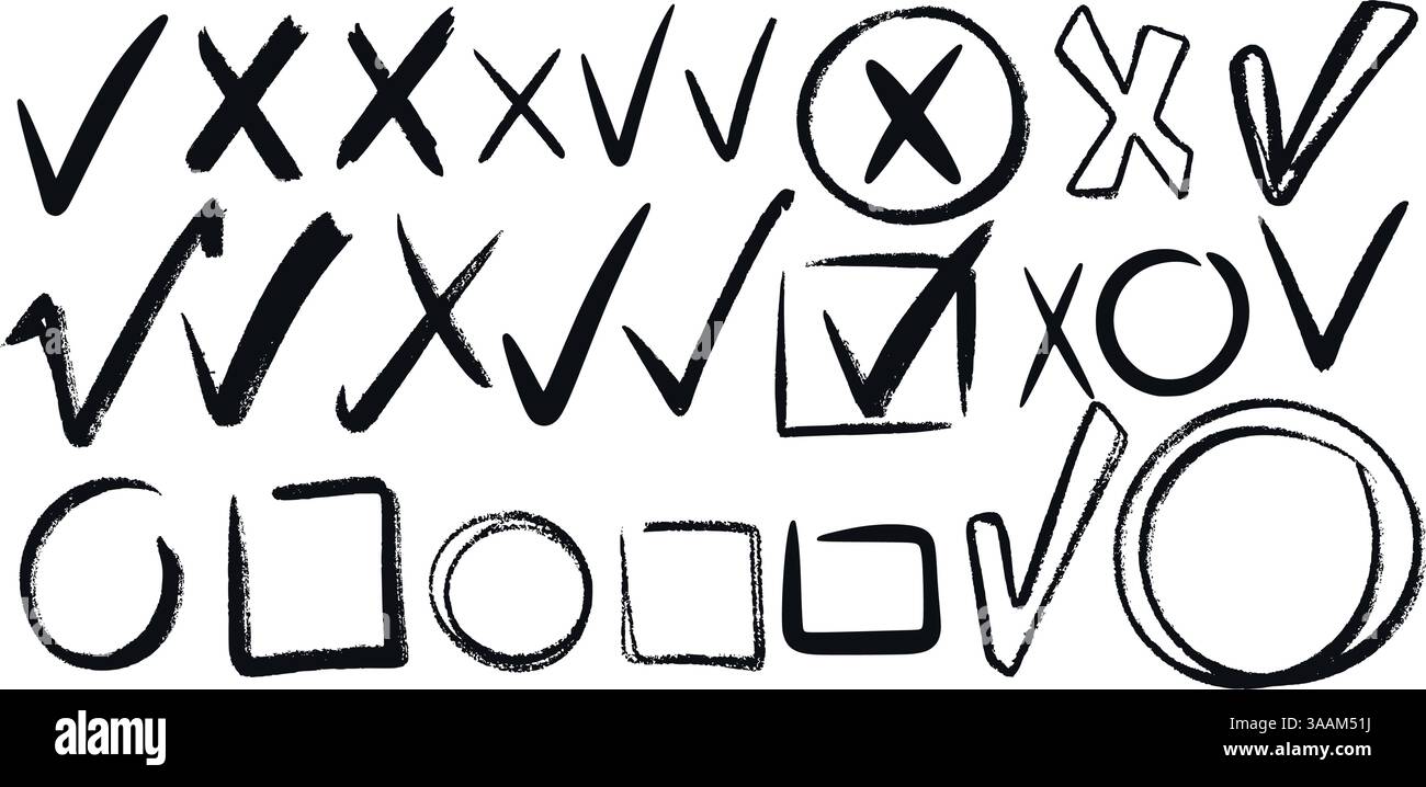 Hand drawn tick marks checklist signs hi-res stock photography and ...