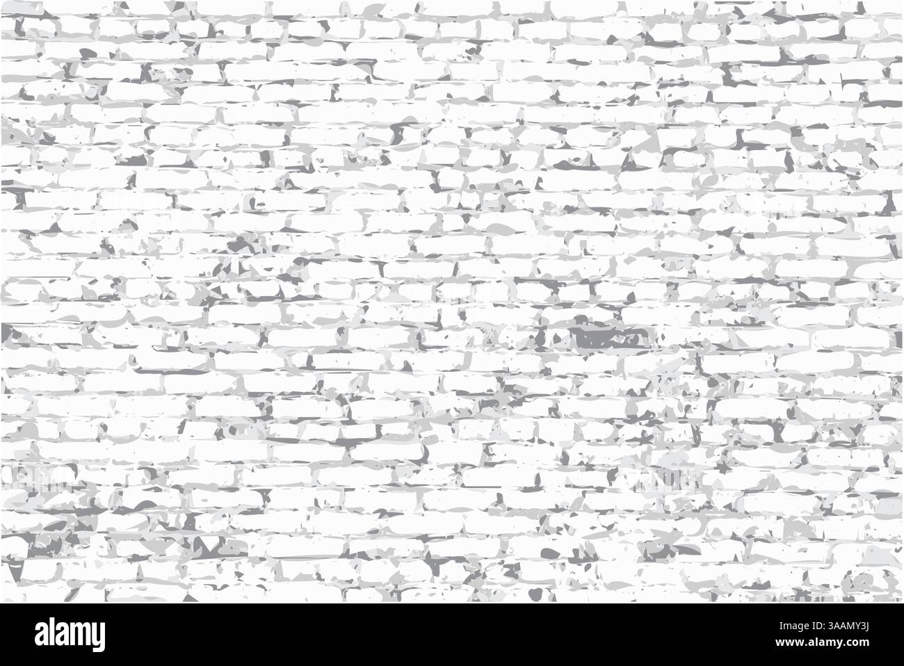 Rough brick wall with peeling plaster, vector image. Stock Vector