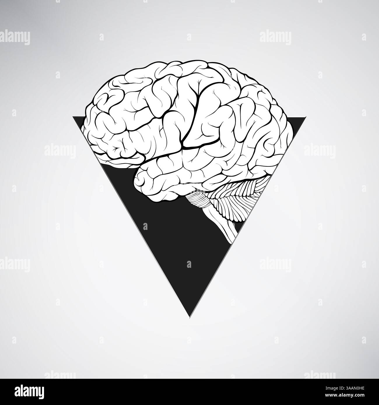 Window Icon Brain Нuman brain in a triangular window abstract form as a symbol of aspi ...