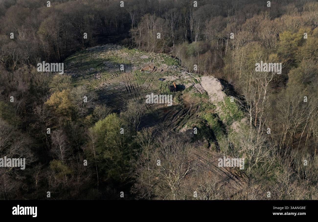 An aerial view of thousands of tonnes of illegal waste dumped within ...