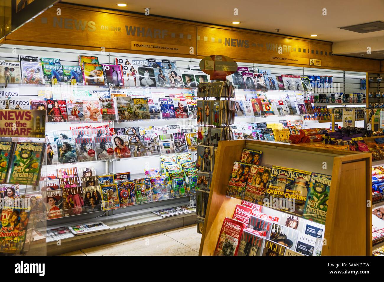 Interior of a newspaper and magazine shop. London, UK, 24 December 2023 Stock Photo