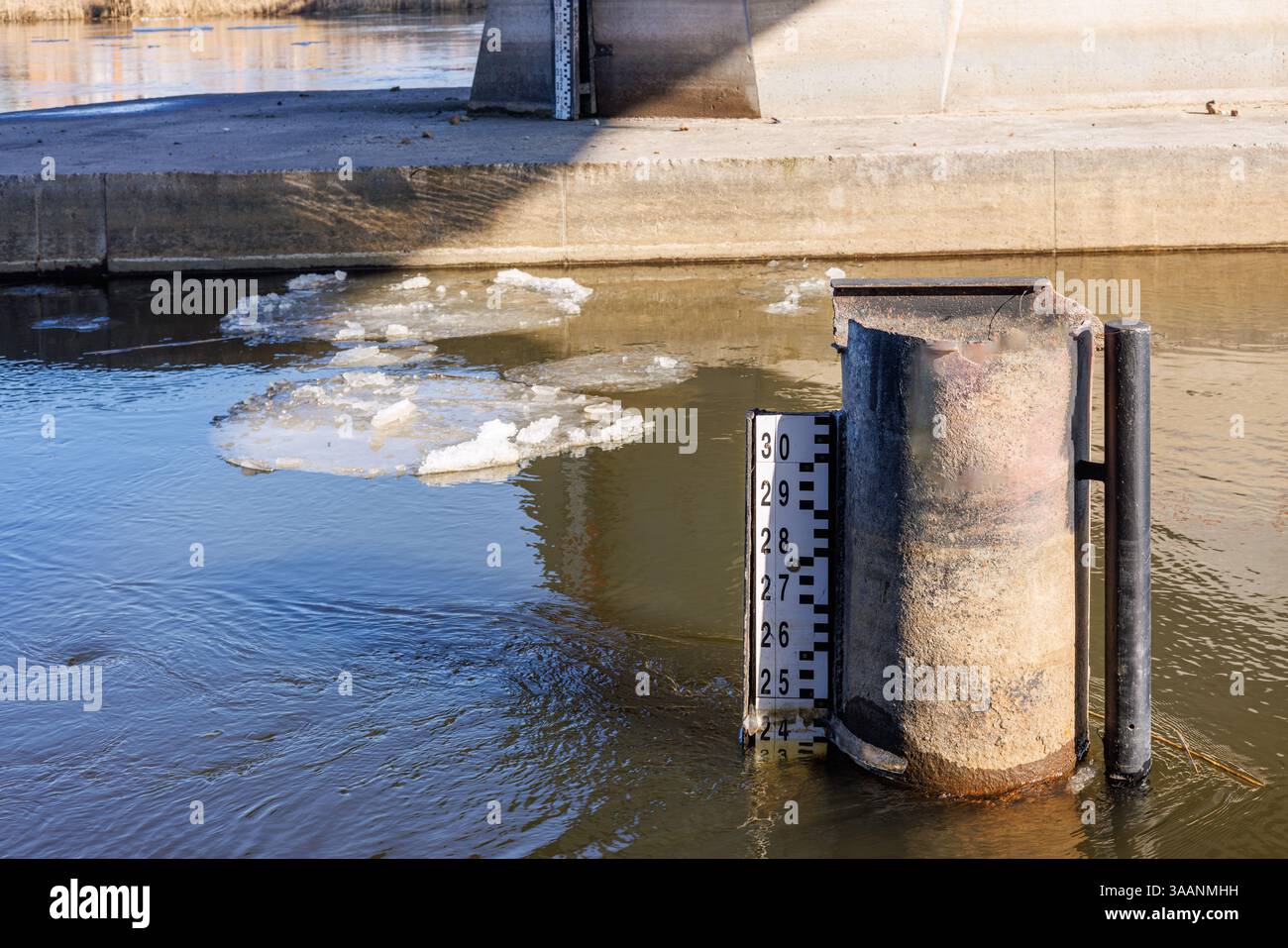 A river water level measurement tool for flood monitoring. Water level ...