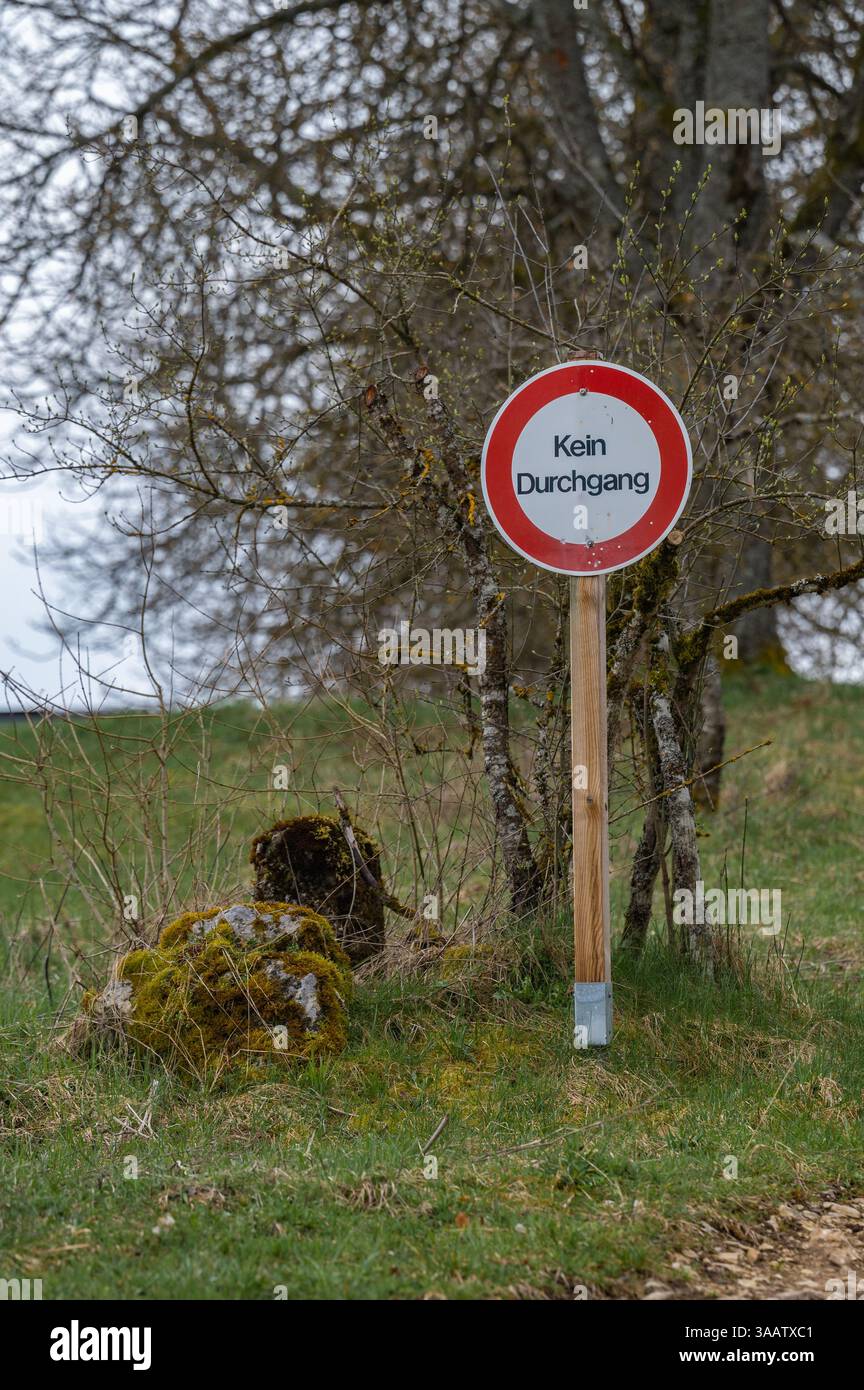 No passage, prohibition in the middle of the field Stock Photo