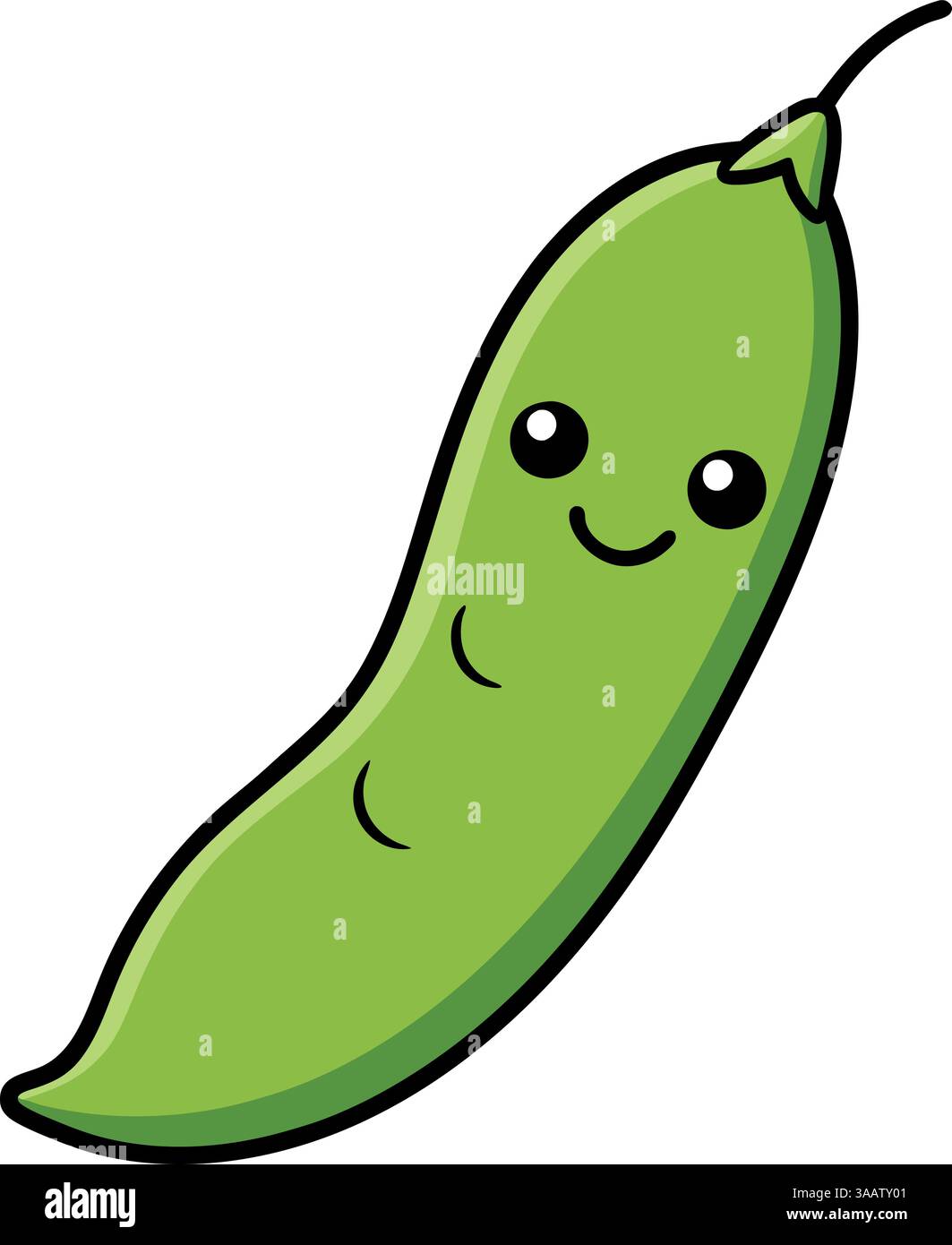 Cute smiling edamame bean pod illustration. Stock Vector