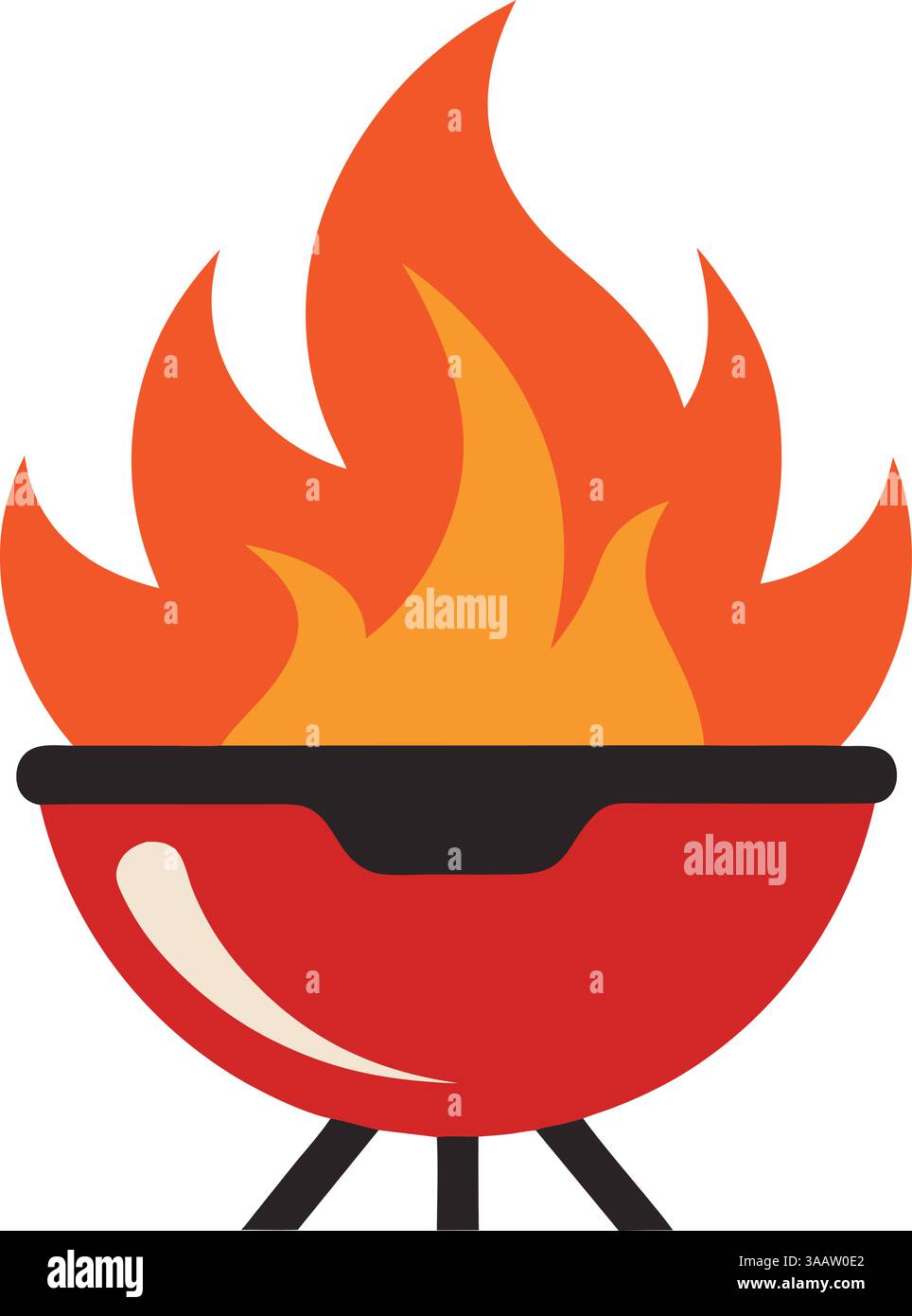 Red barbecue grill with flames illustration Stock Vector Image & Art ...