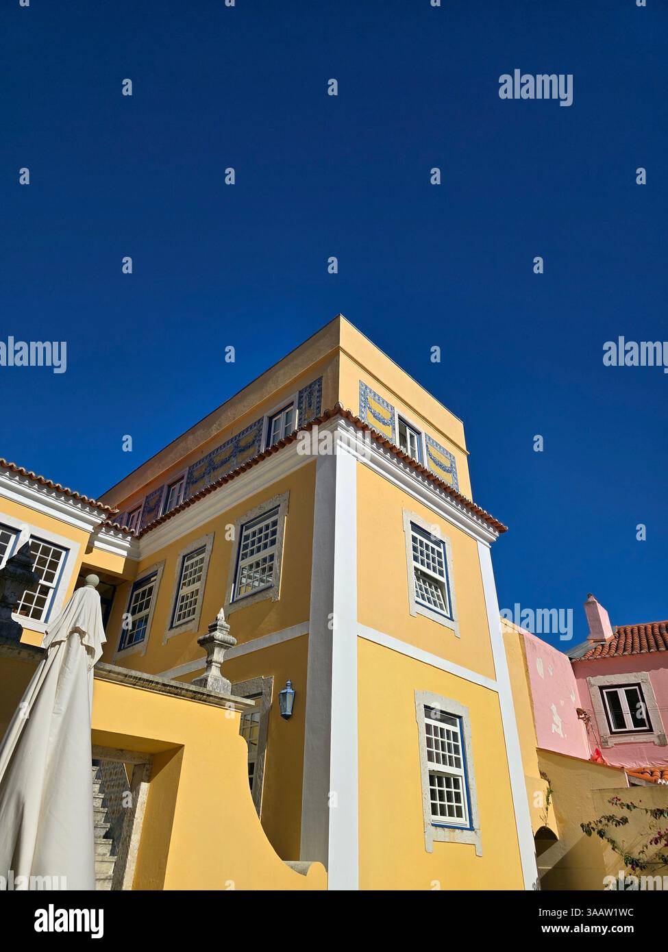 Building in Lisbon, Portugal. Part of hotel near castle. - Smartphone Captured Stock Image