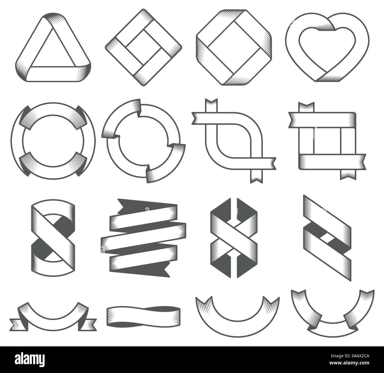 Set of empty emblems, ribbons. Design elements for logo, badge, sign ...