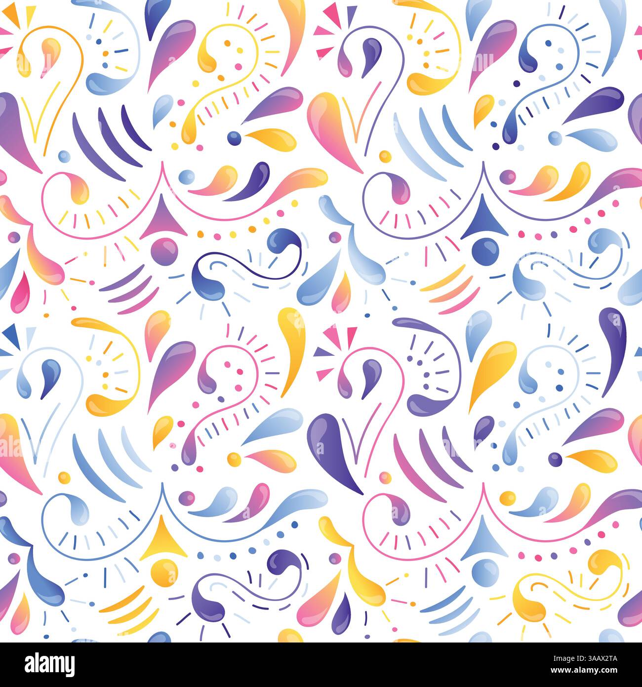 Seamless multicolored gradient vector pattern. Hand drawn elements. Abstract ornate seamless background. Rainbow ornament Stock Vector