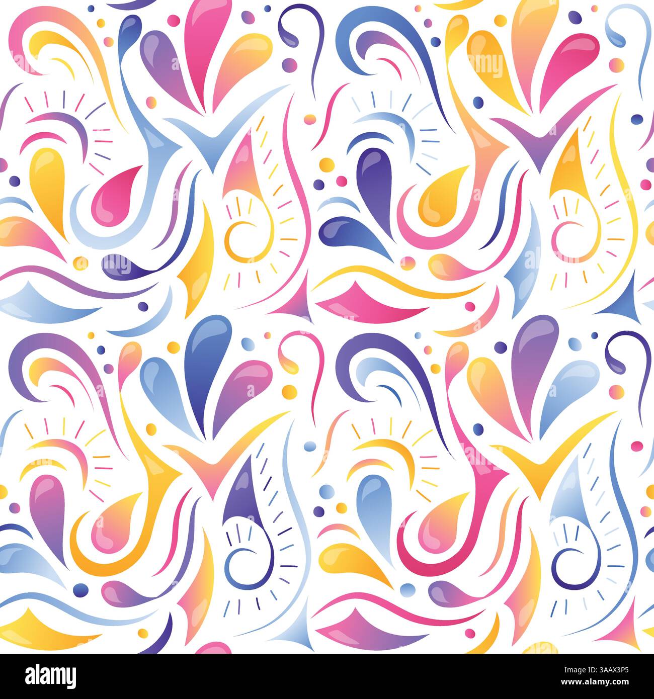 Seamless multicolored gradient vector pattern. Hand drawn elements. Abstract ornate seamless background. Rainbow ornament Stock Vector
