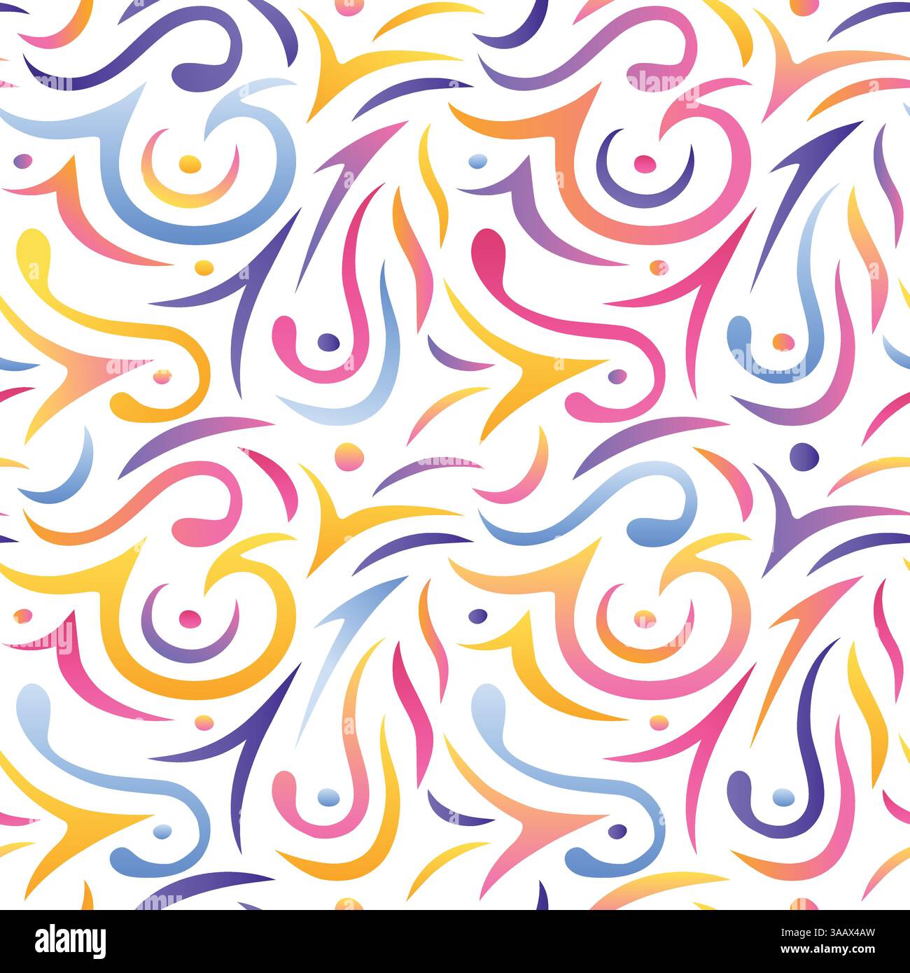 Seamless multicolored gradient vector pattern. Hand drawn elements. Abstract ornate seamless background. Rainbow ornament Stock Vector