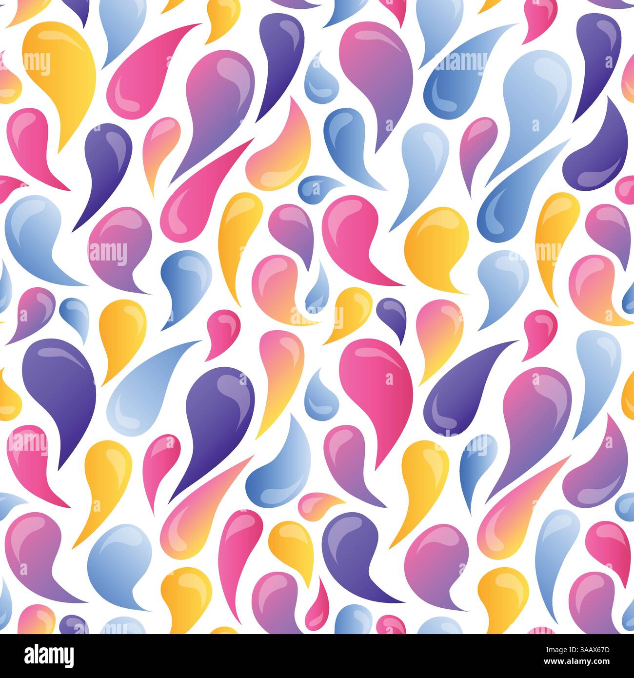 Seamless multicolored gradient vector pattern. Hand drawn elements. Abstract ornate seamless background. Rainbow drops Stock Vector
