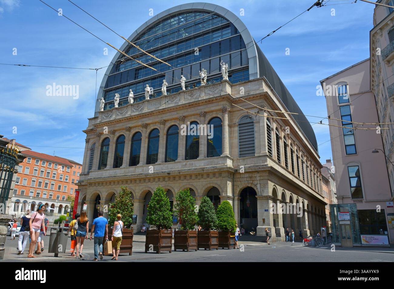 Lyon, France – June 27, 2015. Nouvel Opera House in Lyon, France. This neoclassical opera was built in 1831 and modernized in 1993 by renowned French Stock Photo