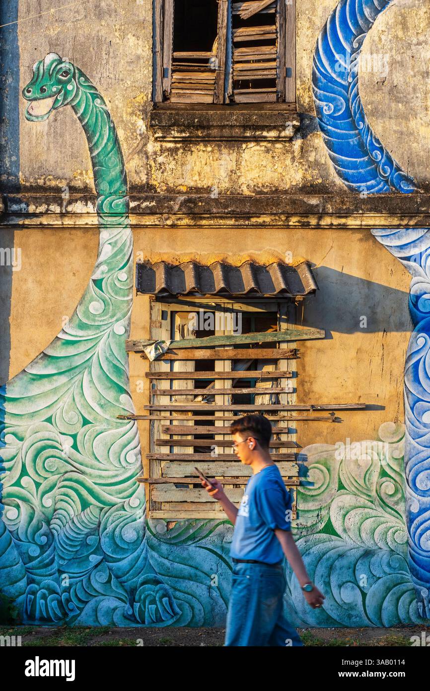 Laos, Savannakhet, many murals adorn the city streets Stock Photo