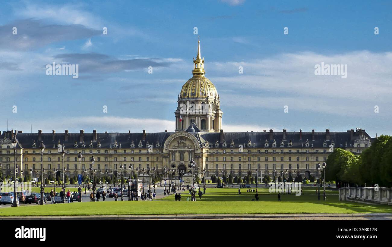 Paris, France – April 21, 2012. Hotel des Invalides in Paris. Hotel des Invalides is a complex of buildings in the 7th arrondissement of Paris, France Stock Photo