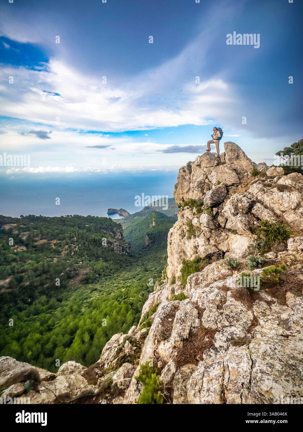 Spain, Balearic Islands, Mallorca, Valldemossa, hiking in the Serra de Tramuntana UNESCO World Heritage Site, on the GR221, Camí de s'Arxiduc Stock Photo