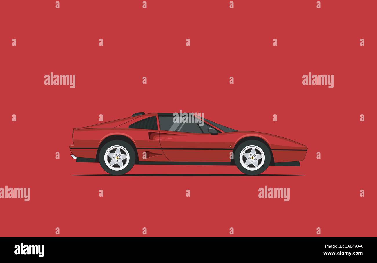Italy, 1987: Ferrari 328 GTS Turbo. Vector illustration Stock Vector ...