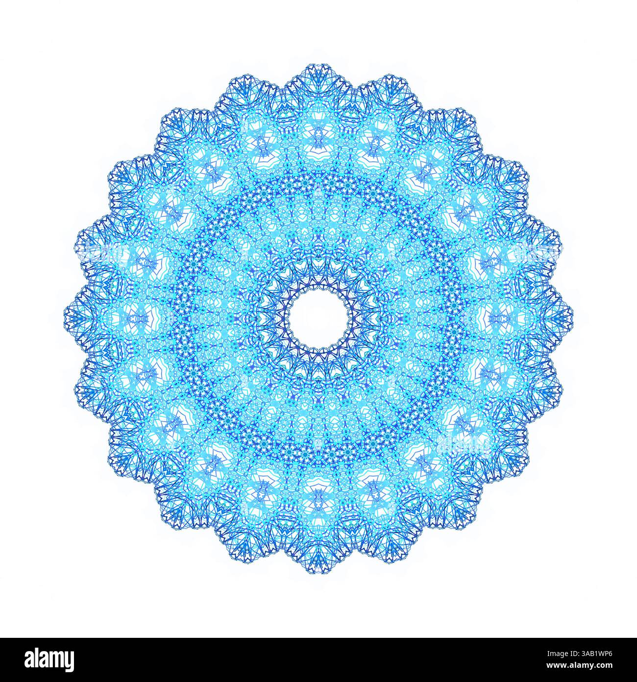 Abstract shape with concentric pattern from blue lines on white ...