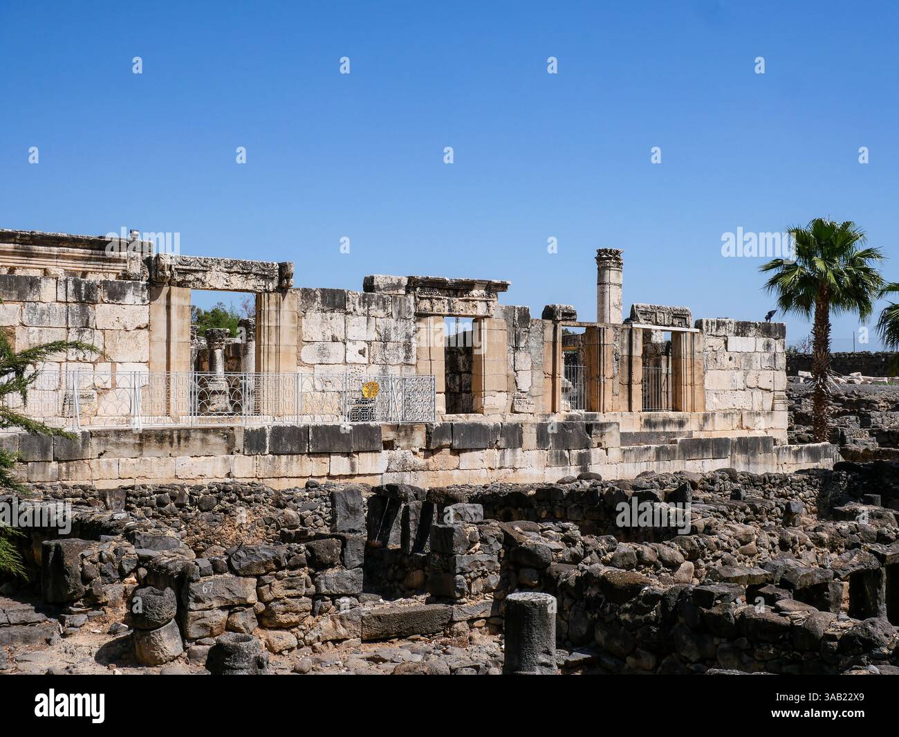 Facade of the Byzantine period synagogue at the archaeological site of ...