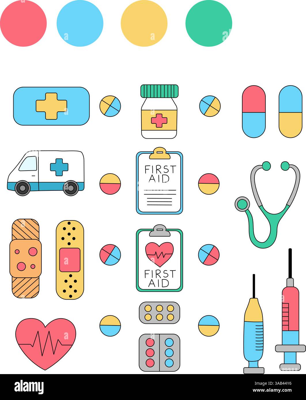 Colorful set of simple medical elements Stock Vector Image & Art - Alamy