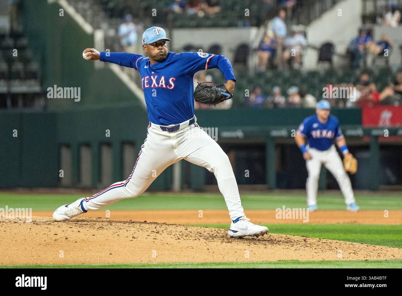 Texas Rangers pitcher Kumar Rocker pitches against the Kansas City ...