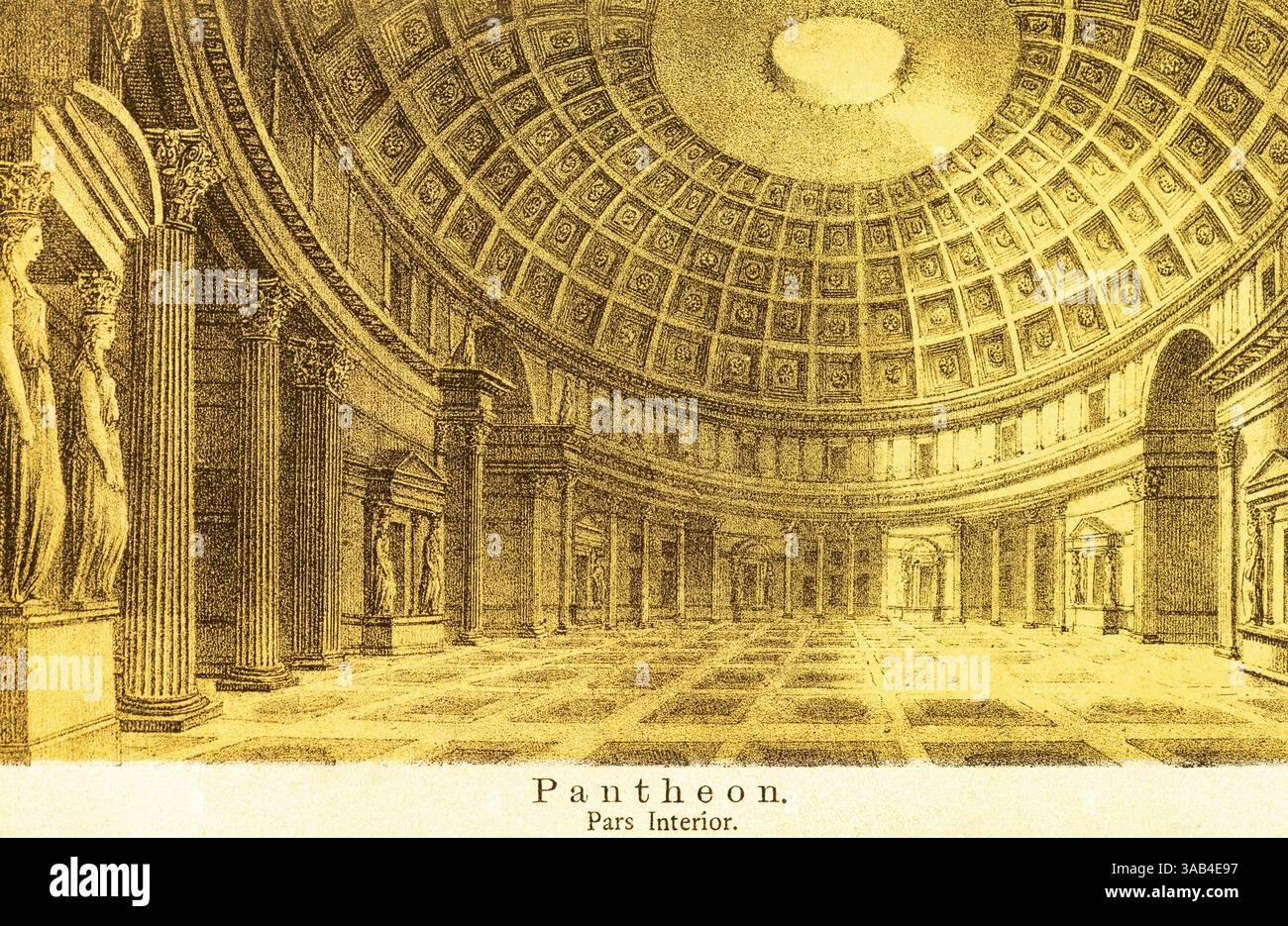 The interior of the Pantheon, ancient Rome, domed building, rotunda ...