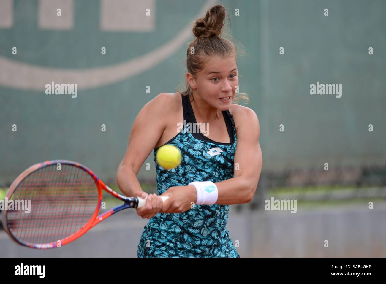 May 16, 2018 - Trnava, Slovakia - MAJA CHWALINSKA of Poland in her first round match in the Empire Slovak Open tennis tournament in Trnava Slovakia (Credit Image: © Christopher Levy via ZUMA Wire) Stock Photo