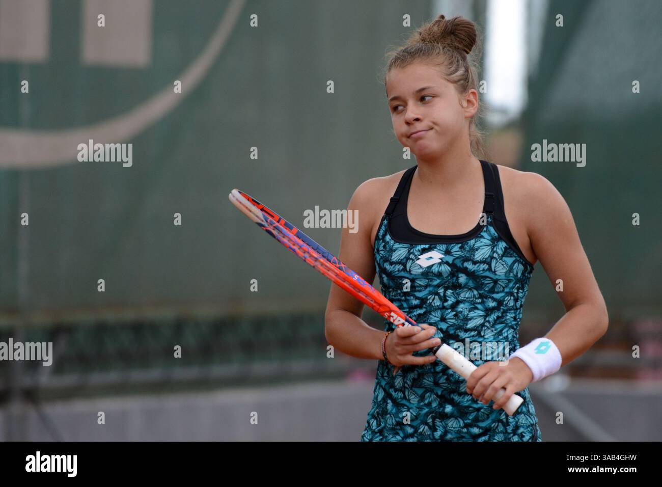 May 16, 2018 - Trnava, Slovakia - MAJA CHWALINSKA of Poland in her first round match in the Empire Slovak Open tennis tournament in Trnava Slovakia (Credit Image: © Christopher Levy via ZUMA Wire) Stock Photo