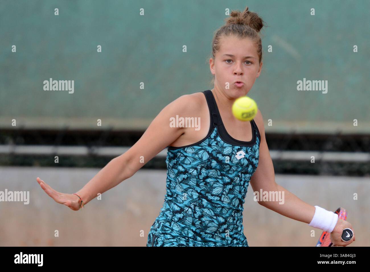 May 16, 2018 - Trnava, Slovakia - MAJA CHWALINSKA of Poland in her first round match in the Empire Slovak Open tennis tournament in Trnava Slovakia (Credit Image: © Christopher Levy via ZUMA Wire) Stock Photo