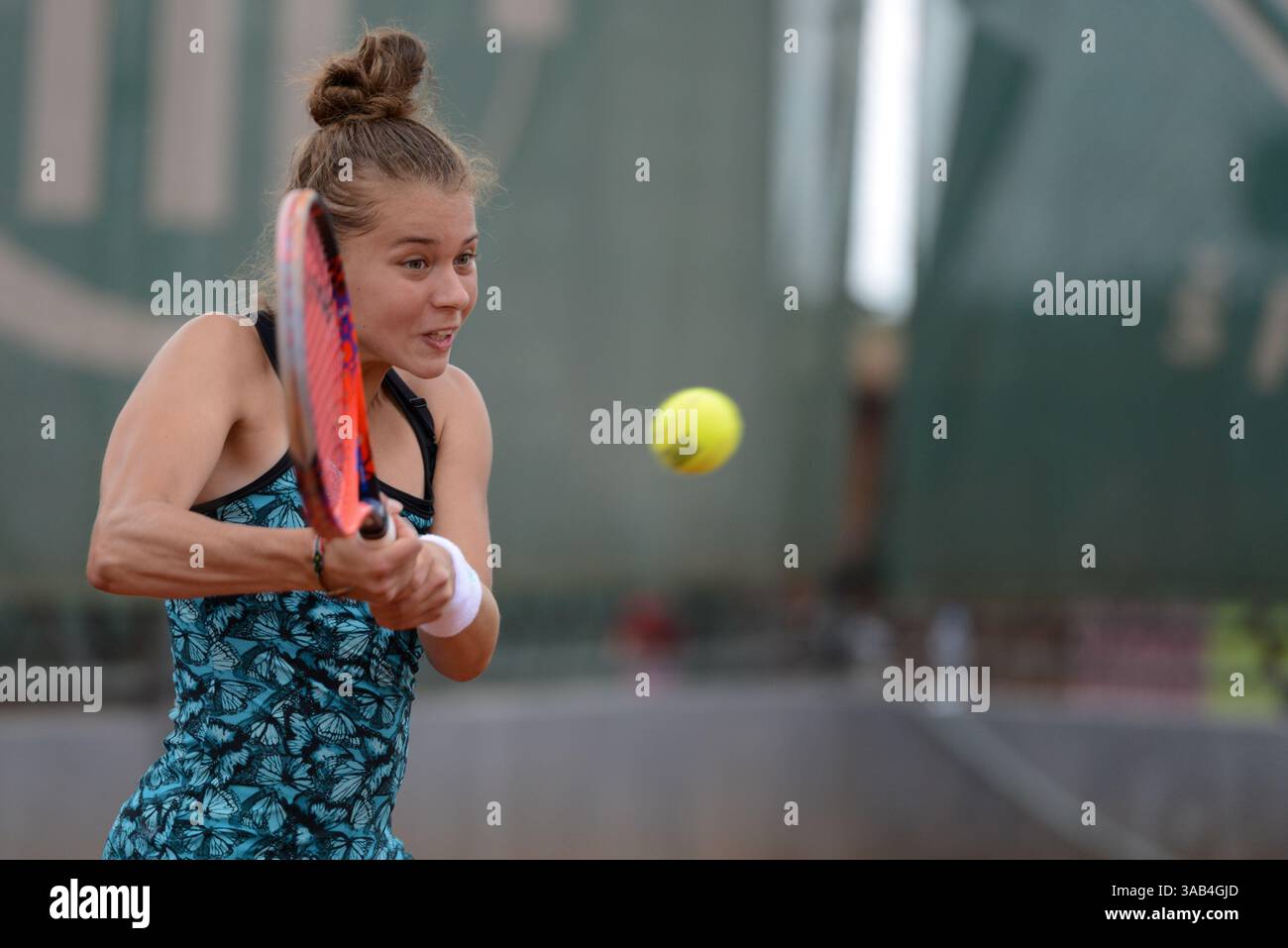 May 16, 2018 - Trnava, Slovakia - MAJA CHWALINSKA of Poland in her first round match in the Empire Slovak Open tennis tournament in Trnava Slovakia (Credit Image: © Christopher Levy via ZUMA Wire) Stock Photo