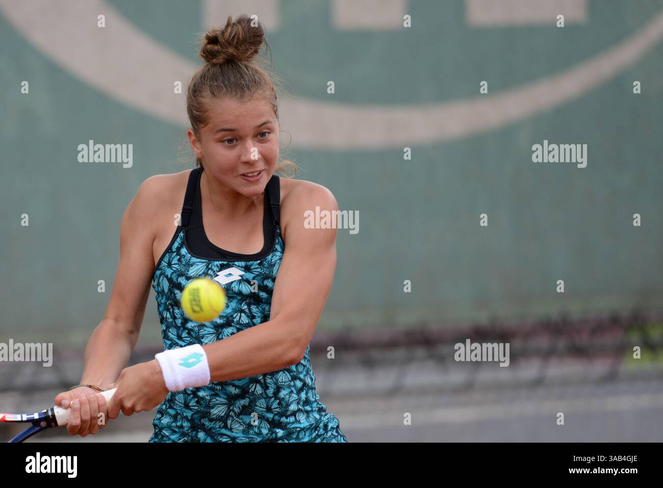 May 16, 2018 - Trnava, Slovakia - MAJA CHWALINSKA of Poland in her first round match in the Empire Slovak Open tennis tournament in Trnava Slovakia (Credit Image: © Christopher Levy via ZUMA Wire) Stock Photo