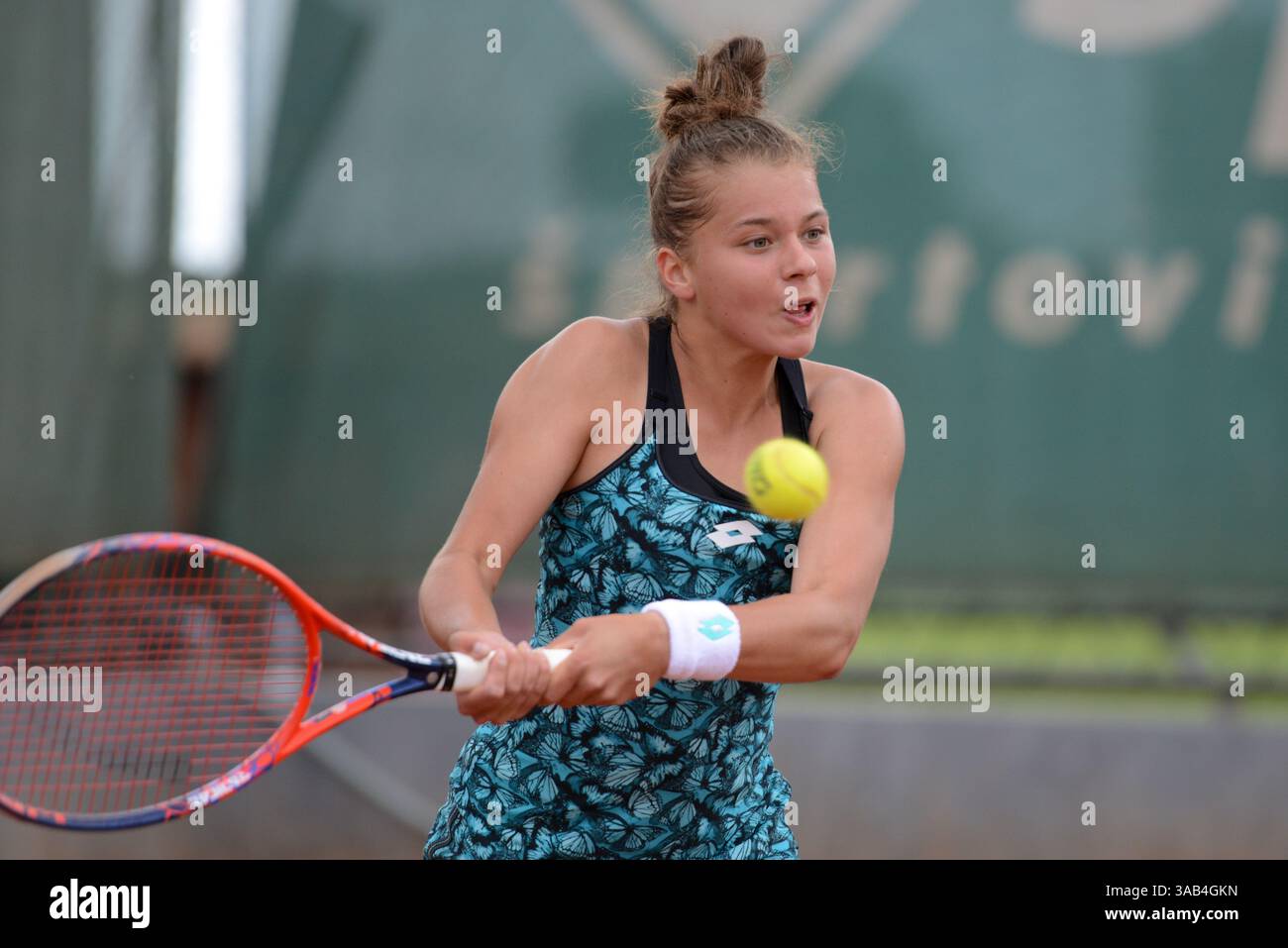 May 16, 2018 - Trnava, Slovakia - MAJA CHWALINSKA of Poland in her first round match in the Empire Slovak Open tennis tournament in Trnava Slovakia (Credit Image: © Christopher Levy via ZUMA Wire) Stock Photo