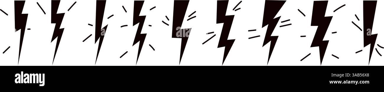 Thunder hand doodle. Lightning bolt energy flash drawn icon. Flat ...