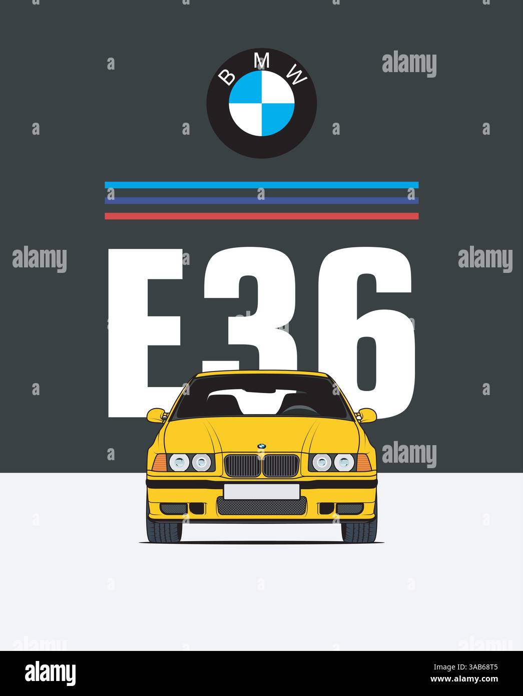 Germany, 1990-2000: BMW M3 E36. Vector illustration Stock Vector