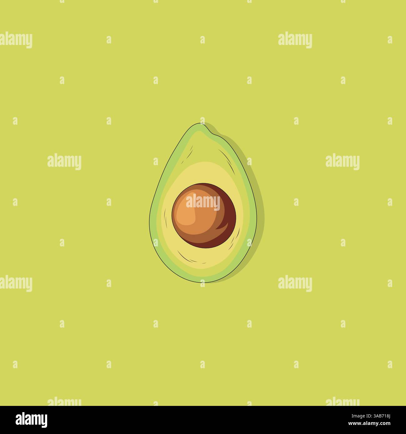 Avocado isolated on a green background. Vector illustration Stock Vector