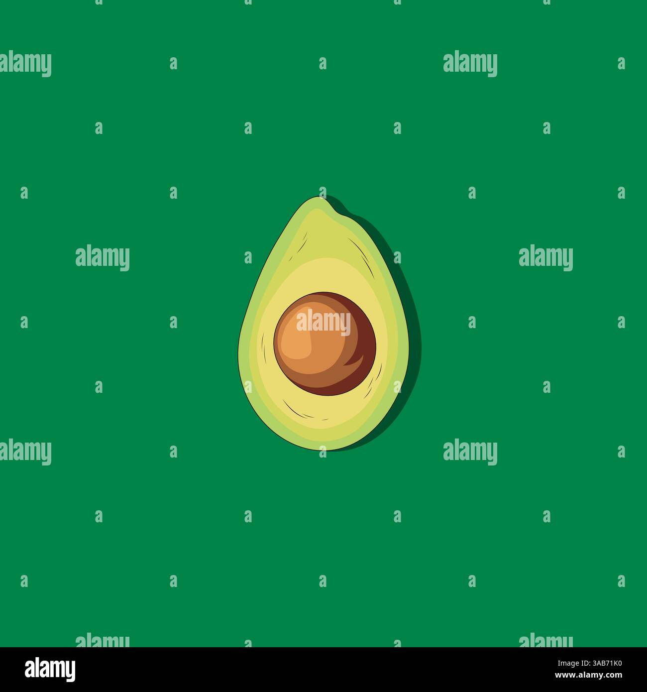 Avocado isolated on a green background. Vector illustration Stock Vector