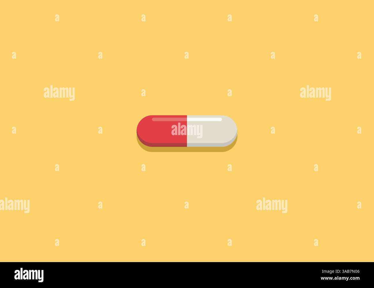 Medical pill on yellow background. Vector illustration Stock Vector