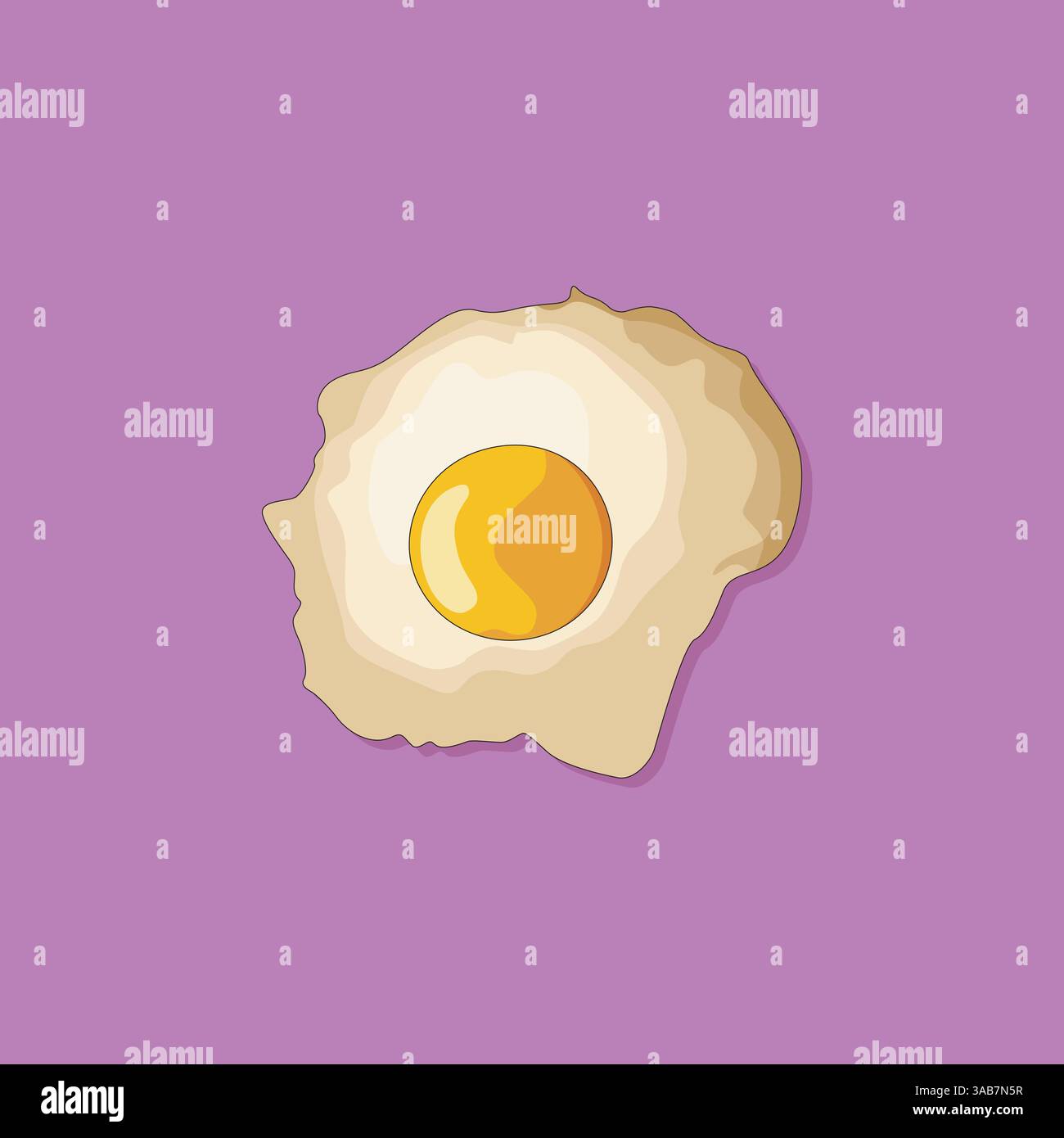Fried egg isolated on purple background. Vector illustration Stock Vector