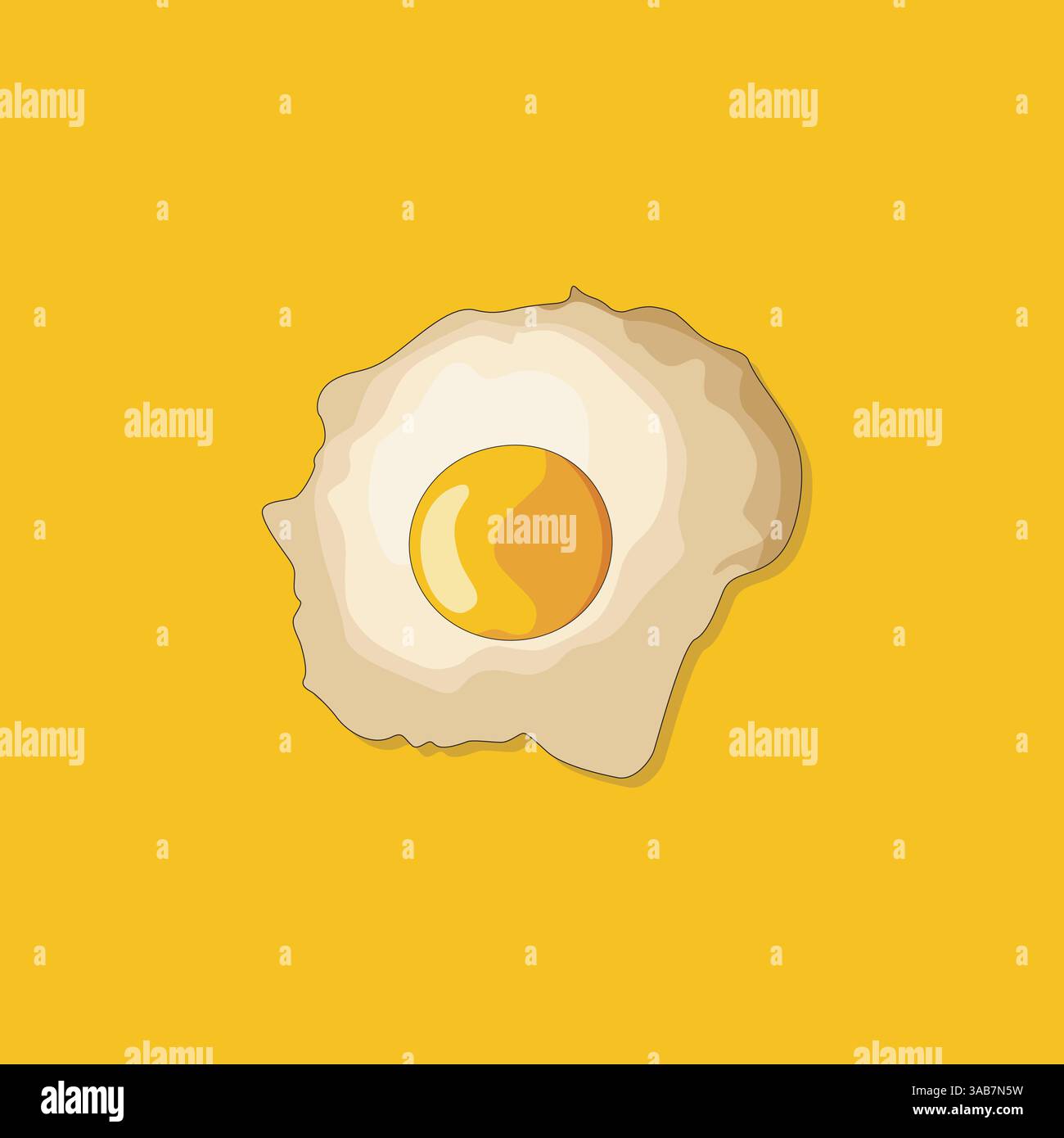Fried egg isolated on yellow background. Vector illustration Stock Vector